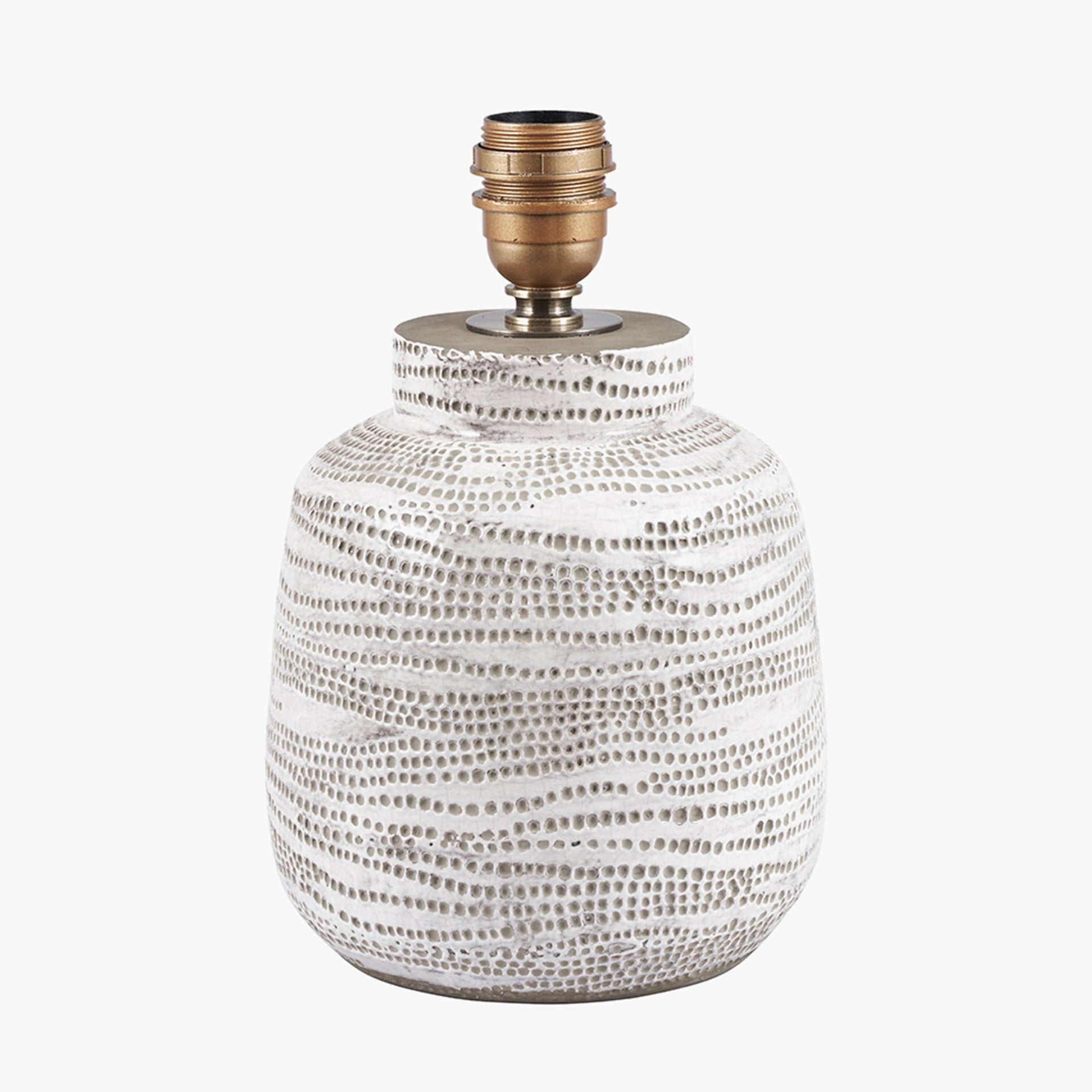 Alina White Dot Design Small Stoneware Table Lamp - Base Only